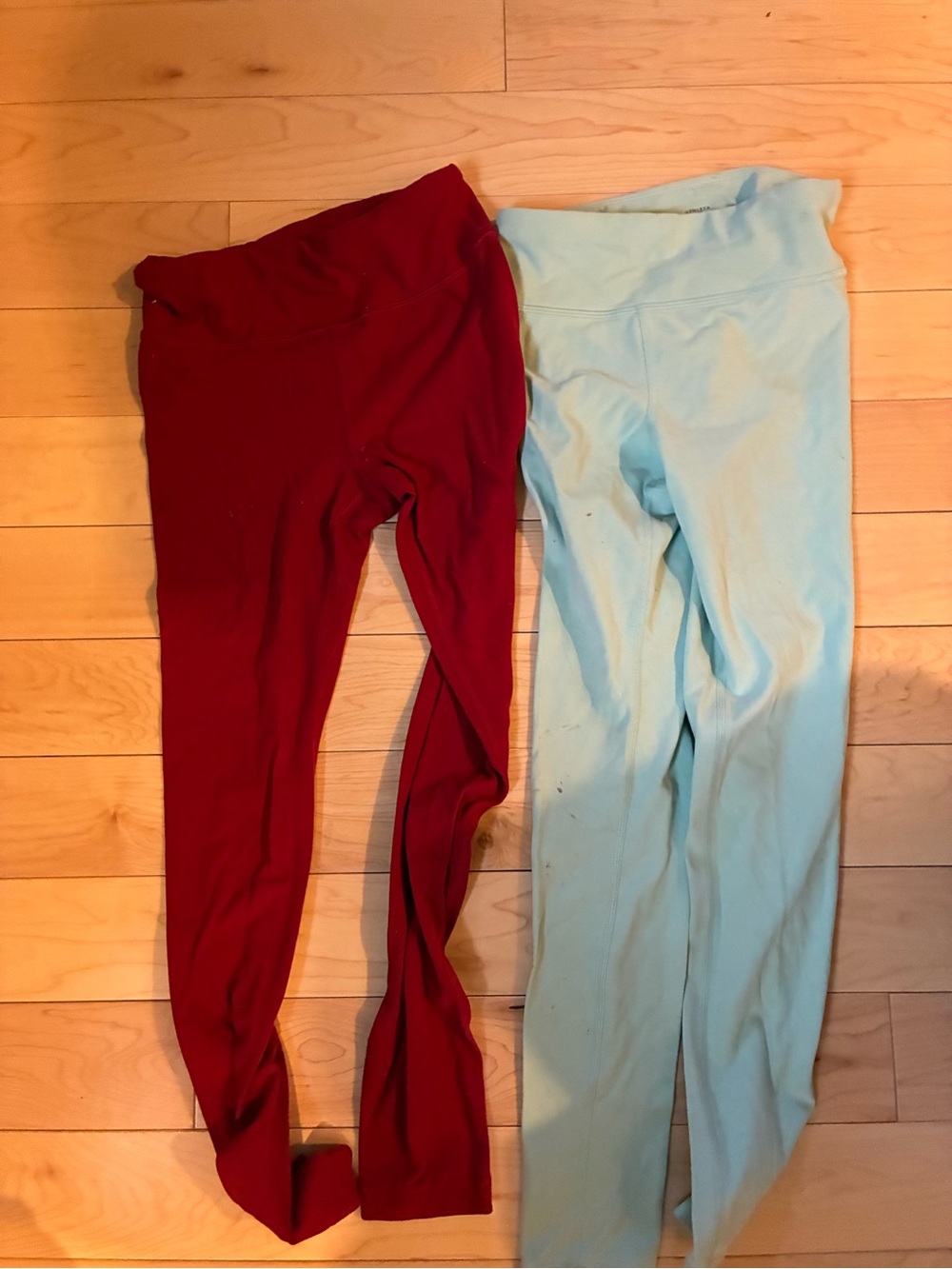 Athleta Girl  Stretch Leggings - Red and Light Green 8-10